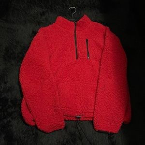 Bomb red shell fury sweater coat